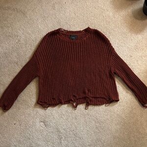 Rust Distressed Knit Sweater